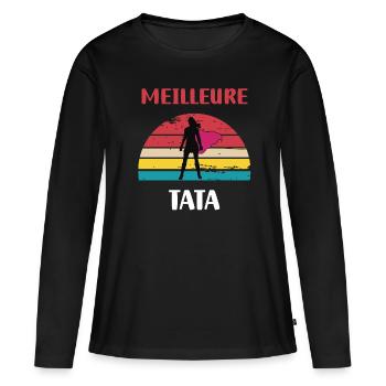 Bestes Tata Retro Vintage Tante Geschenk - Frauen Premium Bio Langarmshirt - Schwarz - Vorne - Julia (174cm)