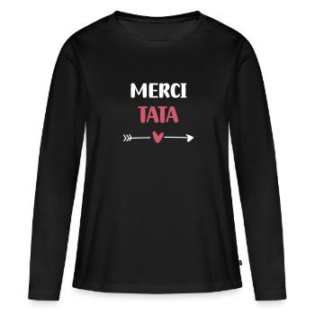 Danke Tante Herz Geschenk Tante - Frauen Premium Bio Langarmshirt - Schwarz - Vorne - Julia (174cm)