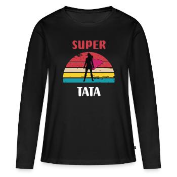 Super Tata Retro Vintage Tante Geschenk - Frauen Premium Bio Langarmshirt - Schwarz - Vorne - Julia (174cm)