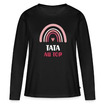 Tante an der Spitze Regenbogengeschenk Tante - Frauen Premium Bio Langarmshirt - Schwarz - Vorne - Julia (174cm)