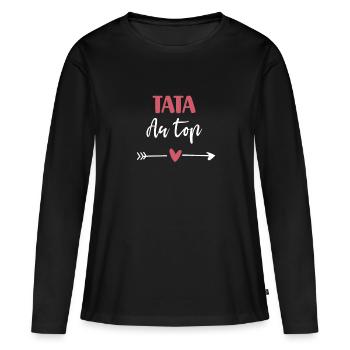 tata au top coeur cadeau tante - T-shirt manches longues Premium bio Femme - noir - Devant - Julia (174cm)