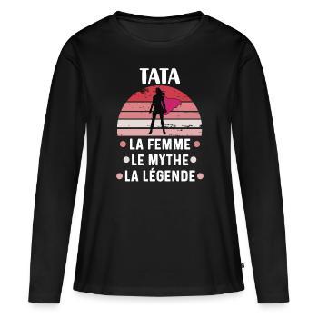 Auntie Myth Legend Retro Vintage Aunt Gift - Women's Premium Organic Long Sleeve Shirt - black - Front - Julia (174cm)