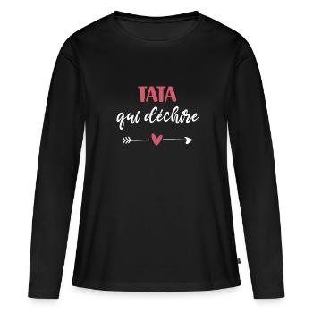 Tante Tränendes Herz Geschenk Tante - Frauen Premium Bio Langarmshirt - Schwarz - Vorne - Julia (174cm)
