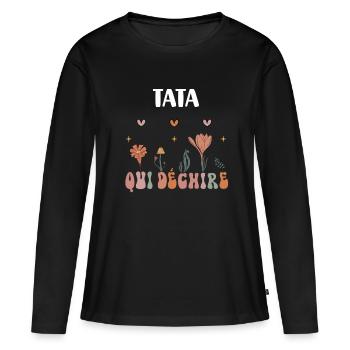 Tante zerreißt Boho Blumen Geschenk Tante - Frauen Premium Bio Langarmshirt - Schwarz - Vorne - Julia (174cm)