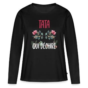 Tante Reißende Blumen Geschenk Tante - Frauen Premium Bio Langarmshirt - Schwarz - Vorne - Julia (174cm)