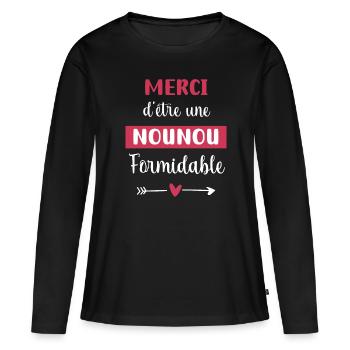merci nounou formidable - T-shirt manches longues Premium bio Femme - noir - Devant - Julia (174cm)