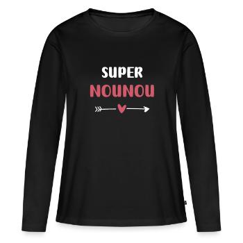 super nounou coeur - T-shirt manches longues Premium bio Femme - noir - Devant - Julia (174cm)