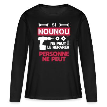 nounou bricolage bricoleuse - T-shirt manches longues Premium bio Femme - noir - Devant - Julia (174cm)