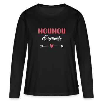 nounou d'amour coeur - T-shirt manches longues Premium bio Femme - noir - Devant - Julia (174cm)