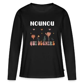 Nanny Tearing Boho Flowers - Women's Premium Organic Long Sleeve Shirt - black - Front - Julia (174cm)