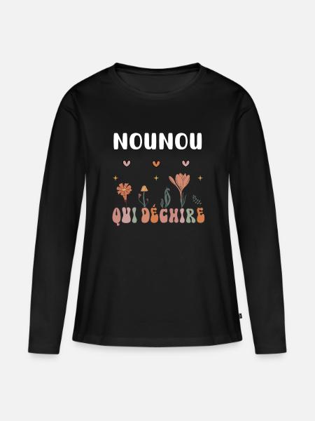 Nanny Tearing Boho Flowers - Women's Premium Organic Long Sleeve Shirt - black