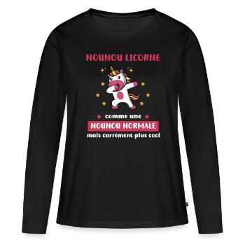 nounou licorne normale - T-shirt manches longues Premium bio Femme - noir - Devant - Julia (174cm)