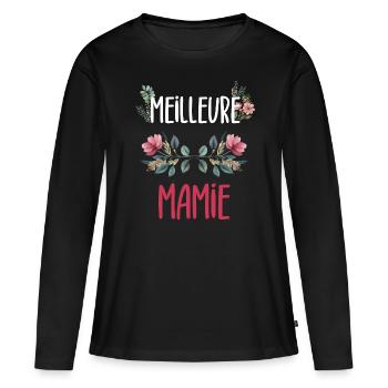 Beste Oma Blumen Oma - Frauen Premium Bio Langarmshirt - Schwarz - Vorne - Julia (174cm)
