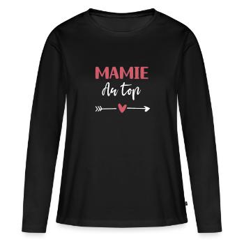 Granny at the top heart grandma - Women's Premium Organic Long Sleeve Shirt - black - Front - Julia (174cm)