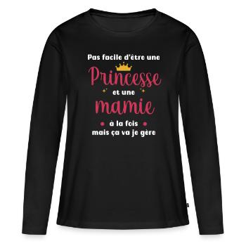 Oma Prinzessin Oma - Frauen Premium Bio Langarmshirt - Schwarz - Vorne - Julia (174cm)