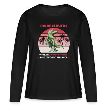 Oma Normal Saurus Dinosaurier T Rex Oma - Frauen Premium Bio Langarmshirt - Schwarz - Vorne - Julia (174cm)