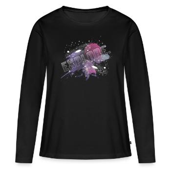 Explorer. - T-shirt manches longues Premium bio Femme - noir - Devant - Julia (174cm)