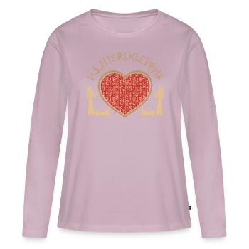 I <3 hiéroglyphes - T-shirt manches longues Premium bio Femme - rose poudré - Devant - Julia (174cm)
