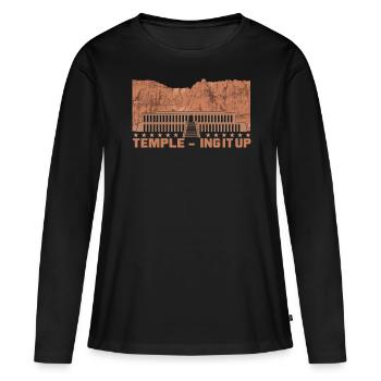 Temple-le - T-shirt manches longues Premium bio Femme - noir - Devant - Julia (174cm)