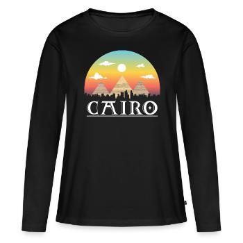 Le Caire - T-shirt manches longues Premium bio Femme - noir - Devant - Julia (174cm)