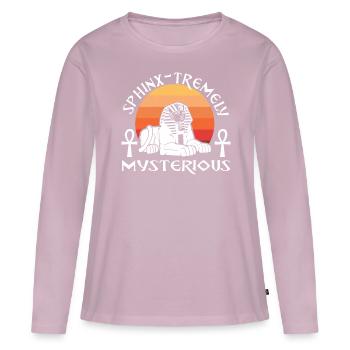 Sphinx extrêmement mystérieux - T-shirt manches longues Premium bio Femme - rose poudré - Devant - Julia (174cm)