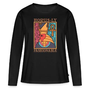 Horus-ly modisch - Frauen Premium Bio Langarmshirt - Schwarz - Vorne - Julia (174cm)