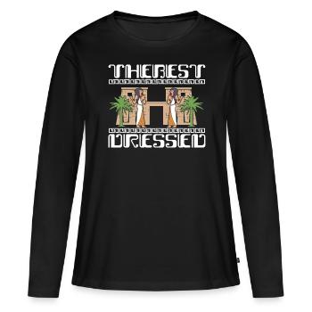 Les mieux habillés - T-shirt manches longues Premium bio Femme - noir - Devant - Julia (174cm)