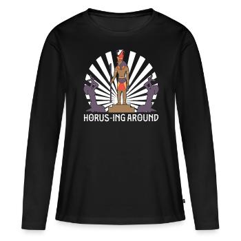 Horus dans les parages - T-shirt manches longues Premium bio Femme - noir - Devant - Julia (174cm)