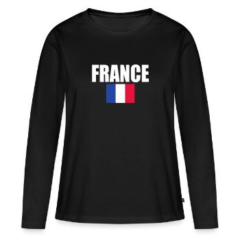 Frankreich - Frauen Premium Bio Langarmshirt - Schwarz - Vorne - Julia (174cm)