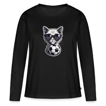 Football Cat Allemagne Fan Jersey Fan Merchandise - T-shirt manches longues Premium bio Femme - noir - Devant - Julia (174cm)