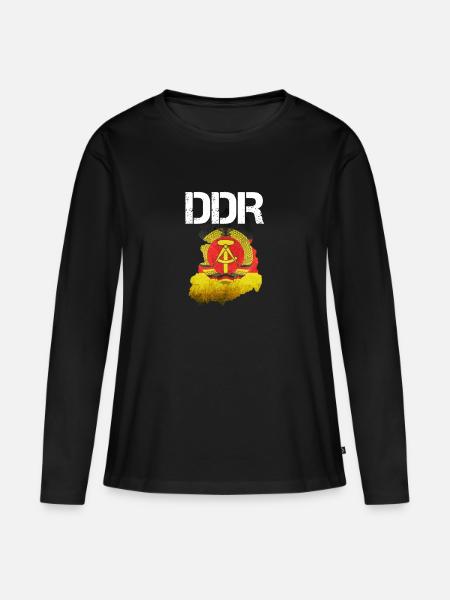 DDR Ossi - Frauen Premium Bio Langarmshirt - Schwarz