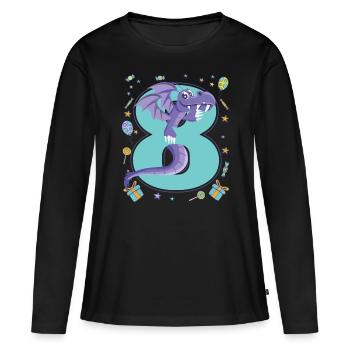 8. Geburtstag - Frauen Premium Bio Langarmshirt - Schwarz - Vorne - Julia (174cm)