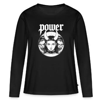 Power Girl - Women's Premium Organic Long Sleeve Shirt - black - Front - Julia (174cm)
