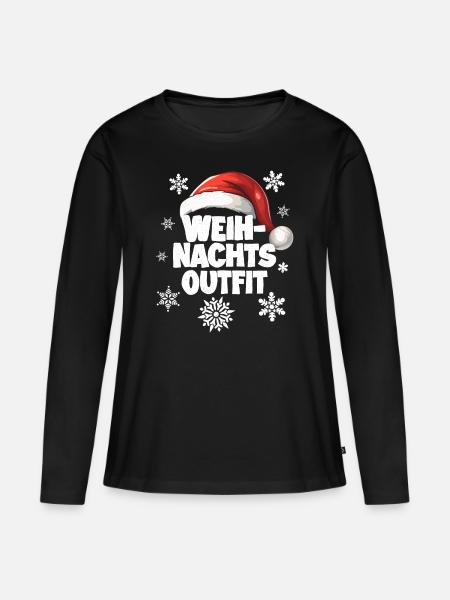 Weihnachtsoutfit - Frauen Premium Bio Langarmshirt - Schwarz