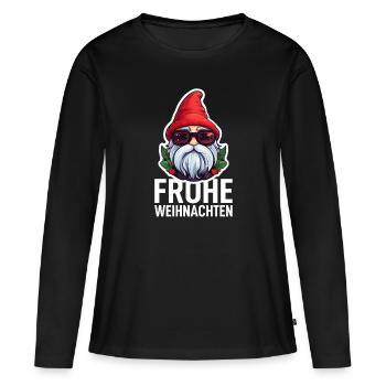 Gnome Gnome Noël - T-shirt manches longues Premium bio Femme - noir - Devant - Julia (174cm)