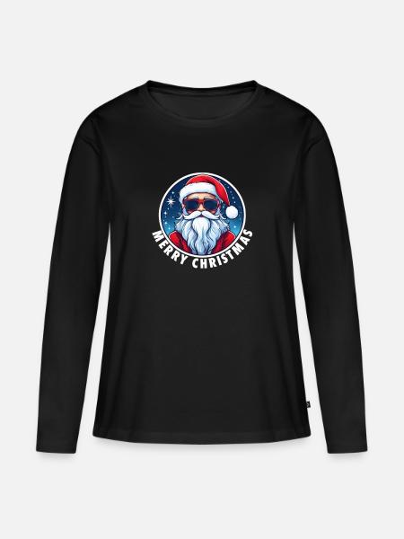 Weihnachtsmann - Frauen Premium Bio Langarmshirt - Schwarz