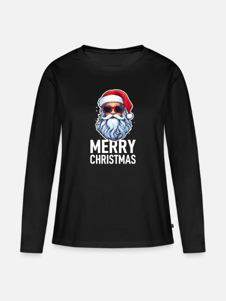 Weihnachtsmann - Frauen Premium Bio Langarmshirt - Schwarz
