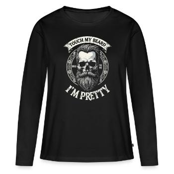Touch My Beard and Tell Me I'm Pretty - T-shirt manches longues Premium bio Femme - noir - Devant - Julia (174cm)