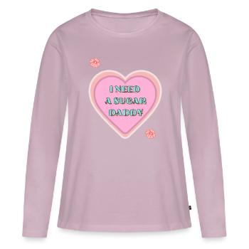 Freches Herz Sugar Daddy mit Statement - Frauen Premium Bio Langarmshirt - Altrosa - Vorne - Julia (174cm)