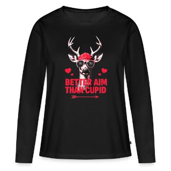 I Aim Better Than Cupid Hunting Valentine’s Day - T-shirt manches longues Premium bio Femme - noir - Devant - Julia (174cm)