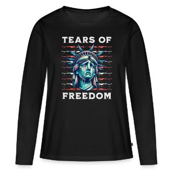 Statue de la Liberté Liberté Larmes de la Liberté Art - T-shirt manches longues Premium bio Femme - noir - Devant - Julia (174cm)