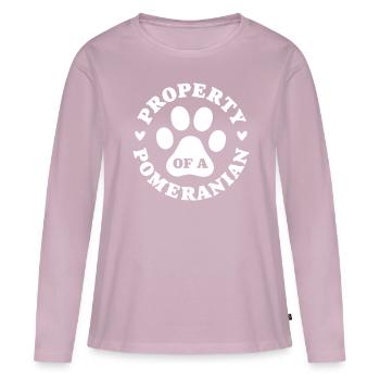 Eigentum eines Zwergspitzs - Frauen Premium Bio Langarmshirt - Altrosa - Vorne - Julia (174cm)