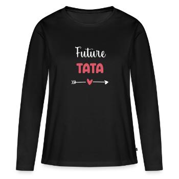 future tata coeur cadeau tante - T-shirt manches longues Premium bio Femme - noir - Devant - Julia (174cm)