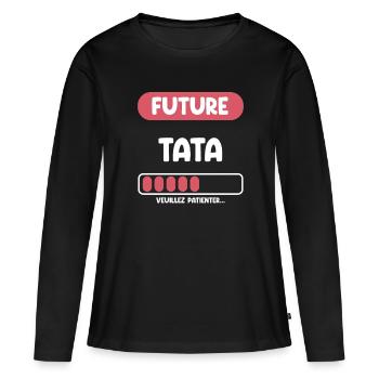 future tata cadeau tata cadeau tante - T-shirt manches longues Premium bio Femme - noir - Devant - Julia (174cm)