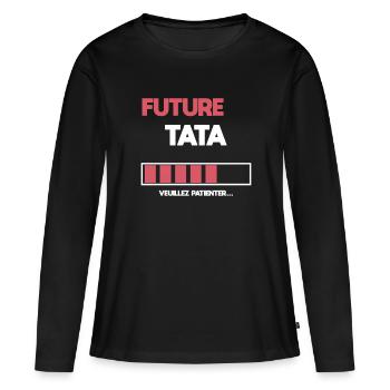 future tata cadeau tante - T-shirt manches longues Premium bio Femme - noir - Devant - Julia (174cm)