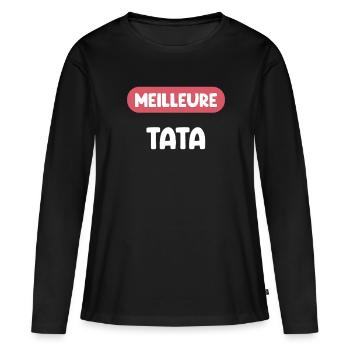 meilleure tata cadeau tata cadeau tante - T-shirt manches longues Premium bio Femme - noir - Devant - Julia (174cm)