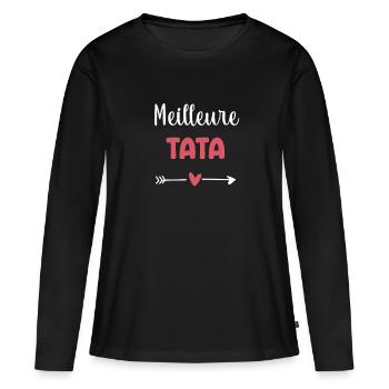 meilleure tata coeur cadeau tante - T-shirt manches longues Premium bio Femme - noir - Devant - Julia (174cm)