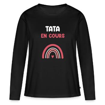 Tante Laufender Regenbogen Geschenk Tante - Frauen Premium Bio Langarmshirt - Schwarz - Vorne - Julia (174cm)
