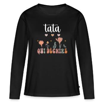 Tante reißt Boho böhmische Blumen Geschenk Tante - Frauen Premium Bio Langarmshirt - Schwarz - Vorne - Julia (174cm)