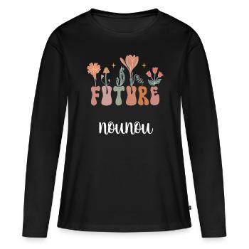 Future Nanny Boho Bohemian Flowers Nanny Gift - Women's Premium Organic Long Sleeve Shirt - black - Front - Julia (174cm)